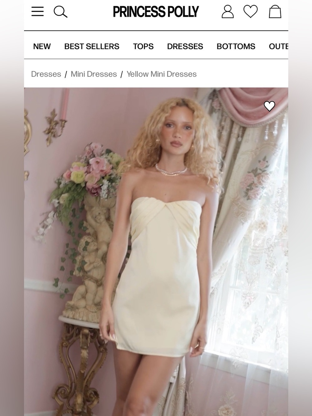 Princess Polly Irena Strapless Lemon Mini Dress